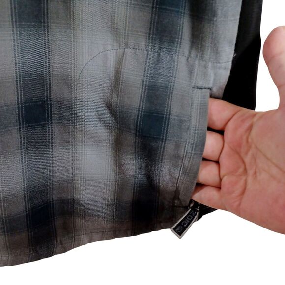 ZOIC Men's XL Plaid Utility Shirt Zip Polo Pocket Active Trail Shirt Gray Black - Picture 5 of 8